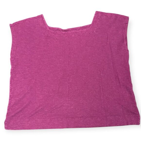 EILEEN FISHER Women’s Purple Linen Blend Square Neck Sleeveless Top Size PM / Pe - Picture 1 of 4